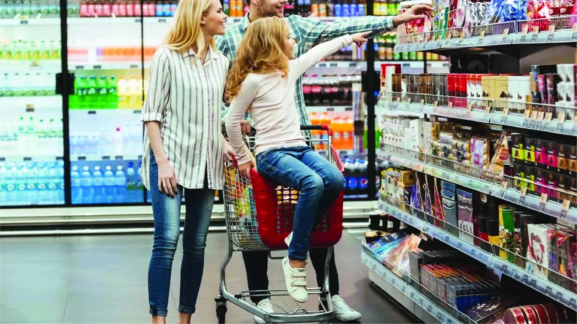 Family shopping for packaged products